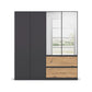 Rauch Cara Metallic Grey 4 Door Mirrored Wardrobe with Drawers 181cm