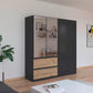 Rauch Cara Metallic Grey 4 Door Mirrored Wardrobe with Drawers 181cm