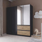 Rauch Cara Metallic Grey 4 Door Mirrored Wardrobe with Drawers 181cm