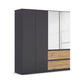 Rauch Cara Metallic Grey 4 Door Mirrored Wardrobe with Drawers 181cm