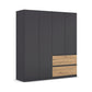 Rauch Cara Metallic Grey 4 Door Wardrobe with Drawers 181cm