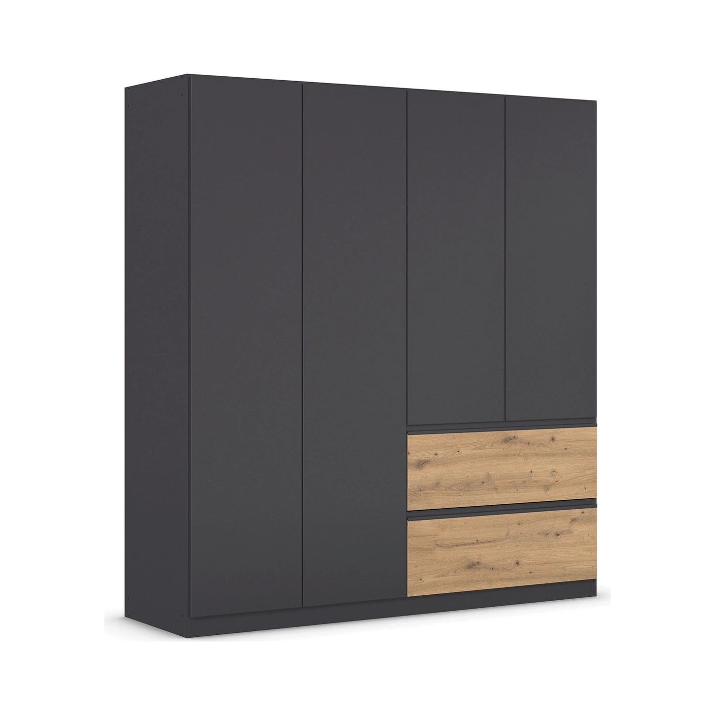 Rauch Cara Metallic Grey 4 Door Wardrobe with Drawers 181cm
