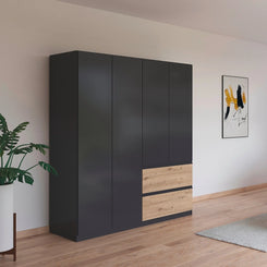 Rauch Cara Metallic Grey 4 Door Wardrobe with Drawers 181cm