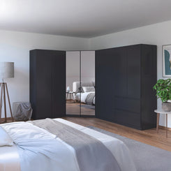 Rauch Cara Metallic Grey Large Corner Wardrobe