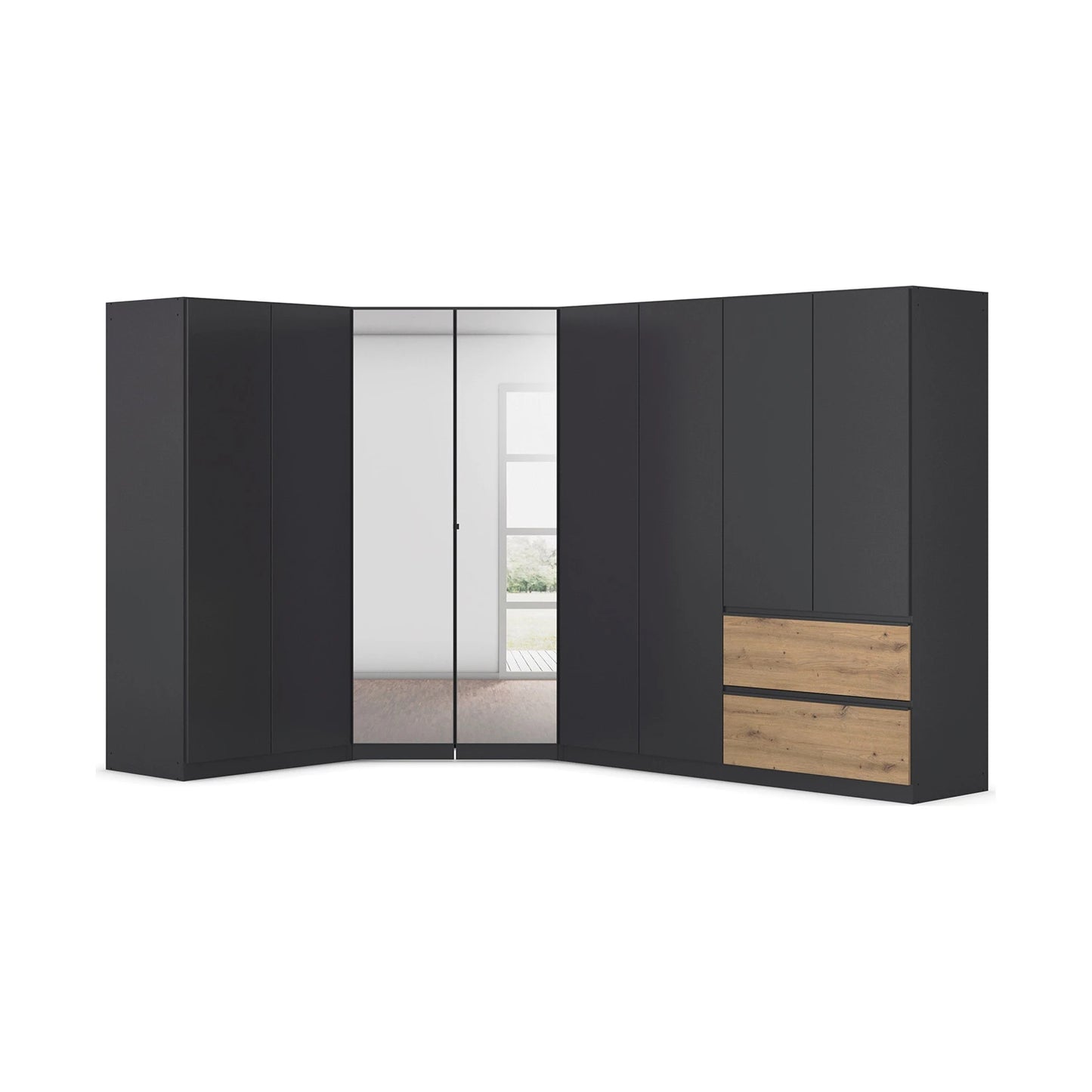 Rauch Cara Metallic Grey Large Corner Wardrobe
