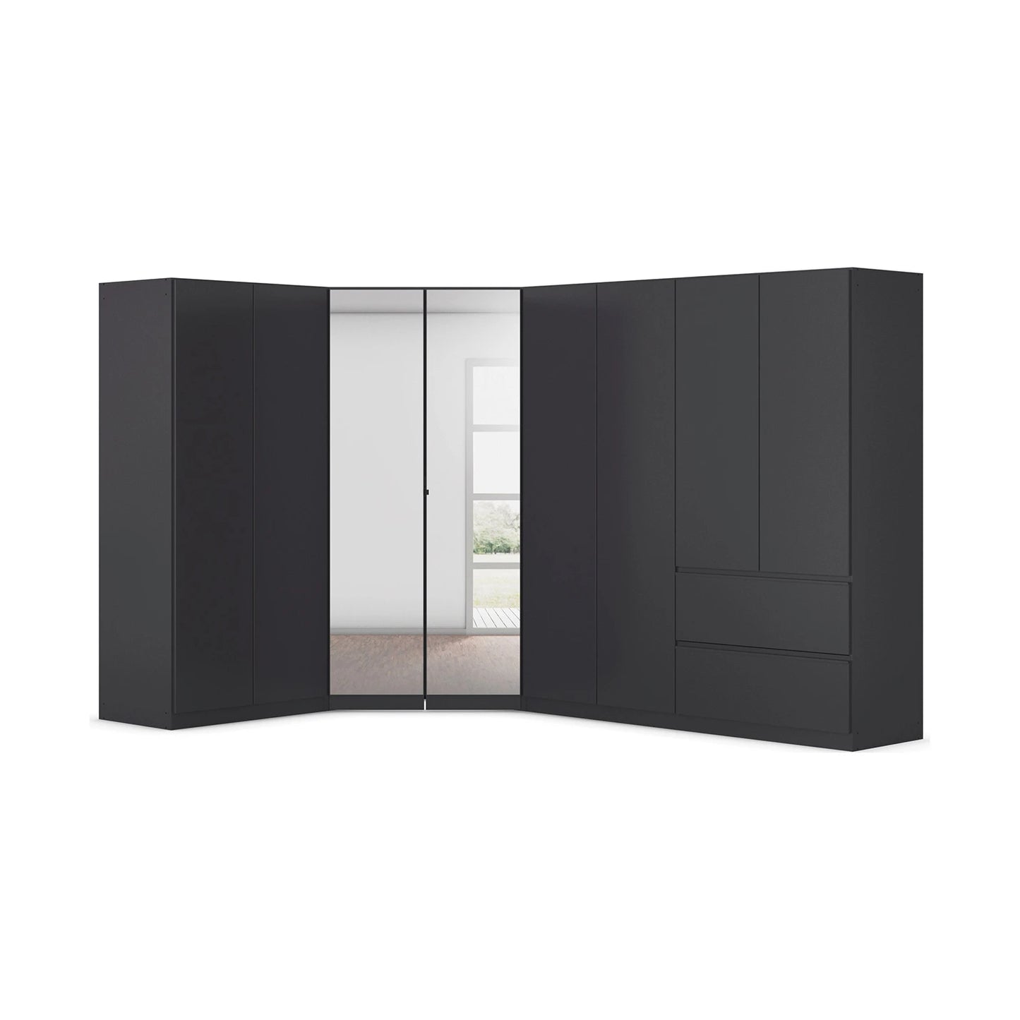 Rauch Cara Metallic Grey Large Corner Wardrobe