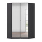 Rauch Cara Metallic Grey Corner Wardrobe Unit with Mirror Doors