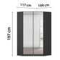 Rauch Cara Metallic Grey Corner Wardrobe Unit with Mirror Doors