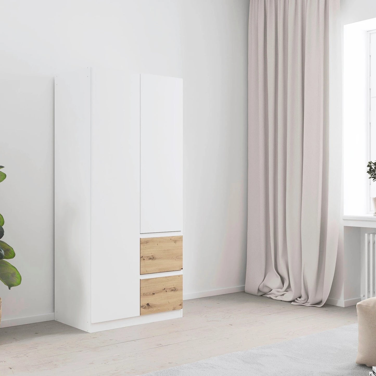 Rauch Cara White 2 Door Wardrobe with Side Drawers 91cm