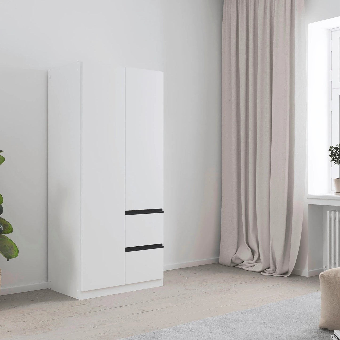 Rauch Cara White 2 Door Wardrobe with Side Drawers 91cm