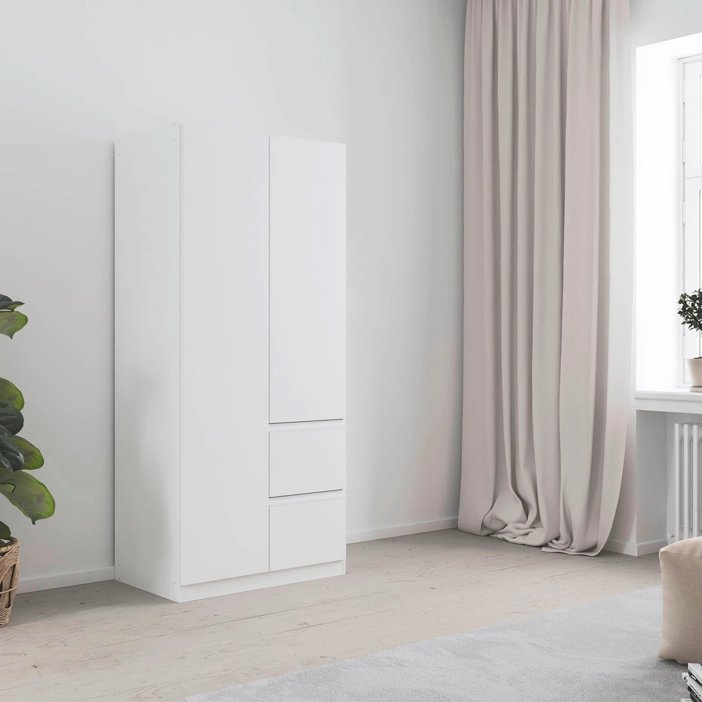 Rauch Cara White 2 Door Wardrobe with Side Drawers 91cm
