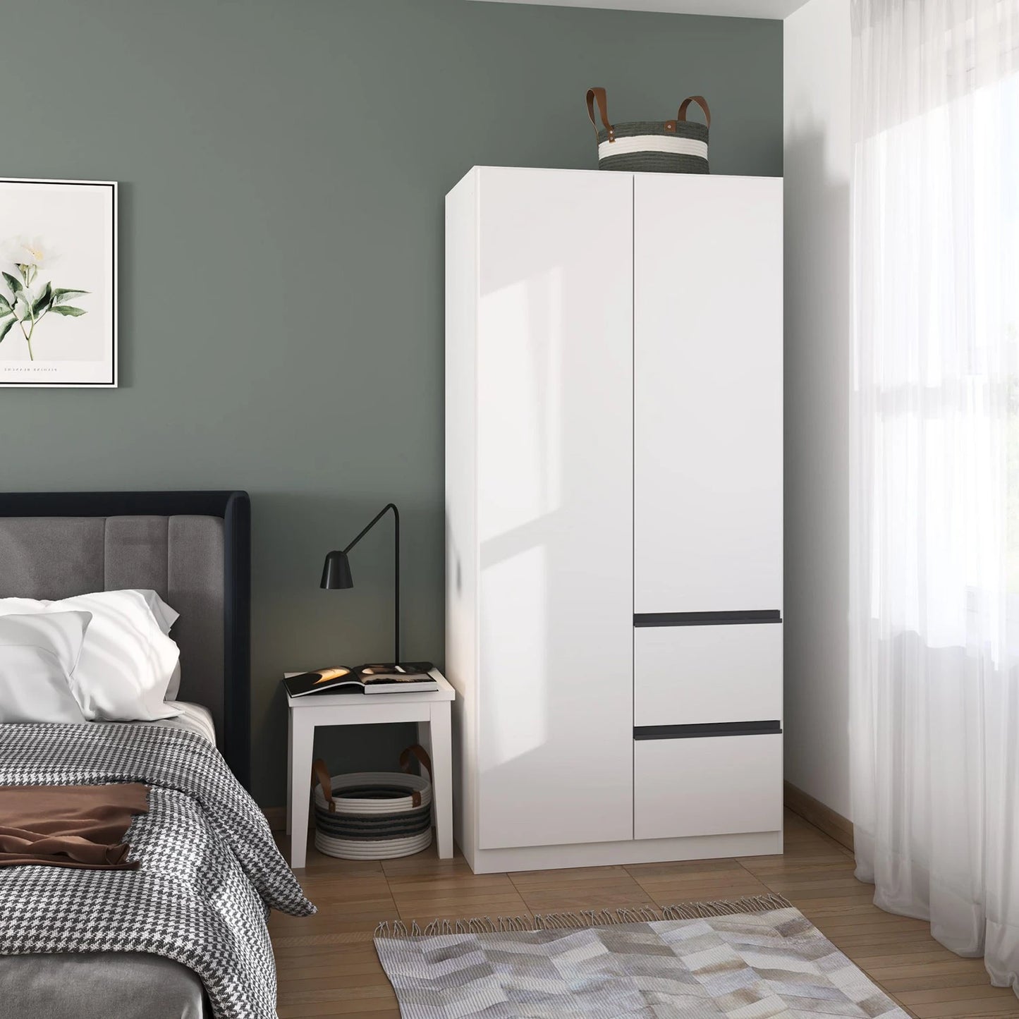 Rauch Cara White 2 Door Wardrobe with Side Drawers 91cm