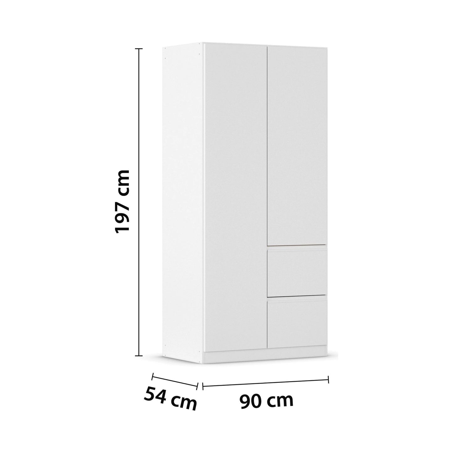 Rauch Cara White 2 Door Wardrobe with Side Drawers 91cm