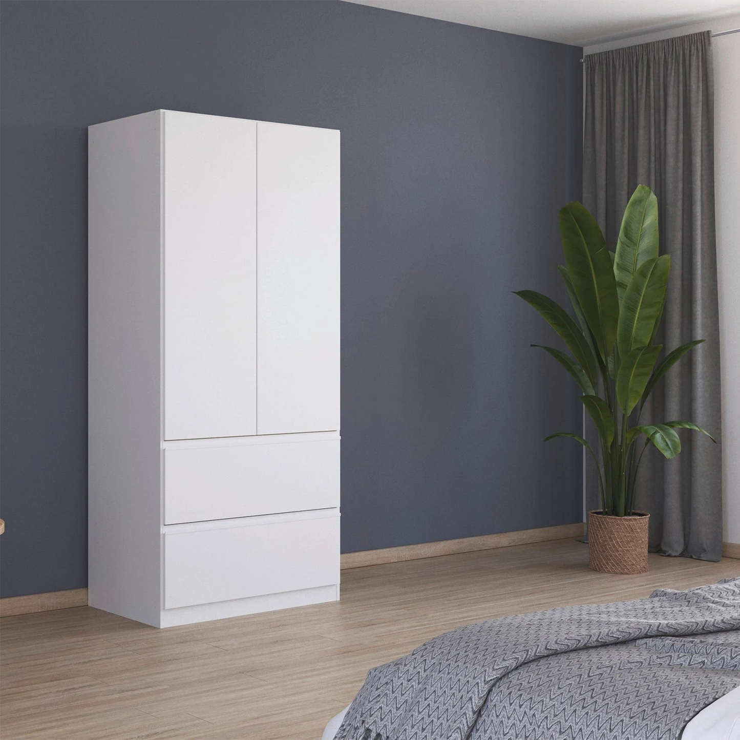 Rauch Cara White 2 Door Wardrobe with Drawers
