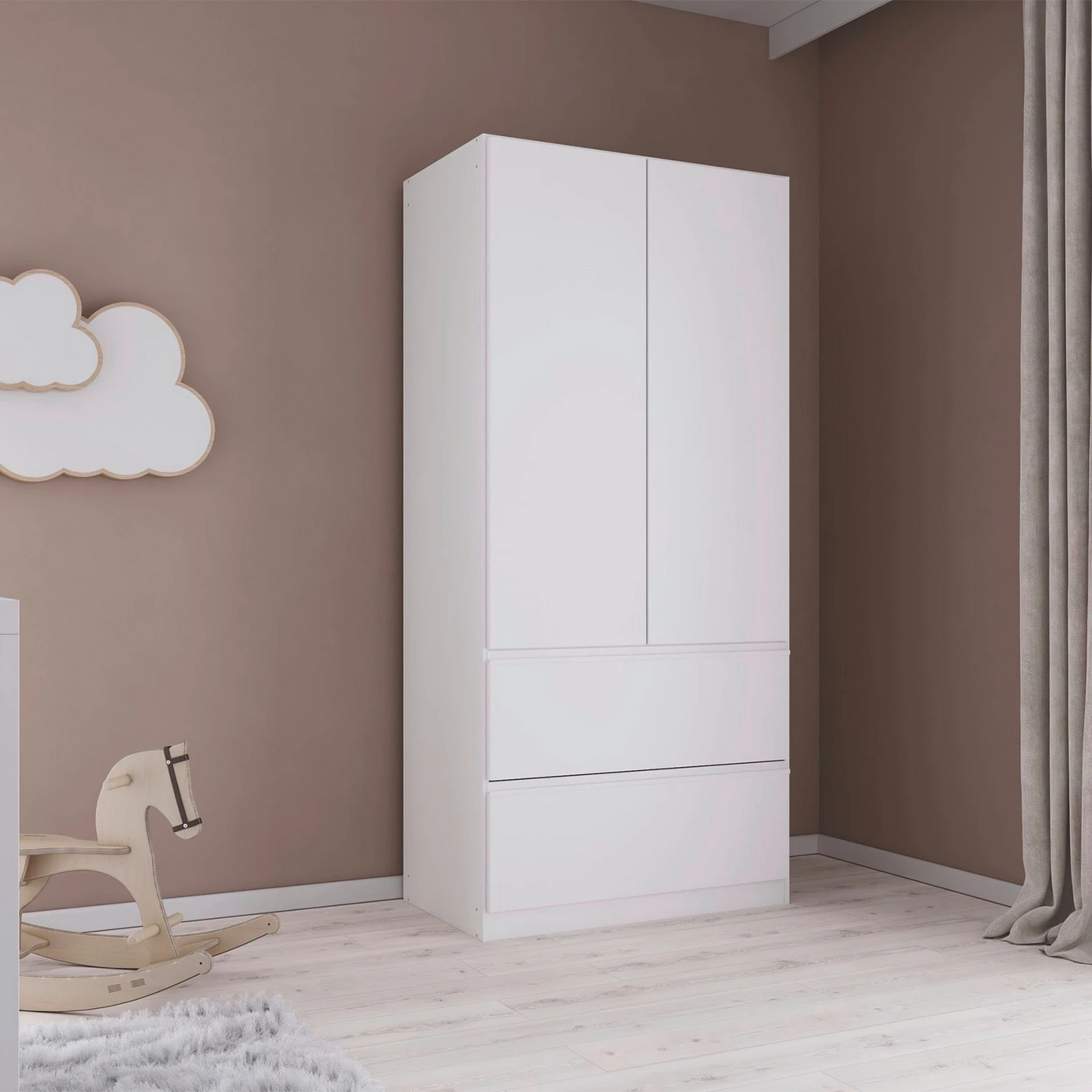 Rauch Cara White 2 Door Wardrobe with Drawers