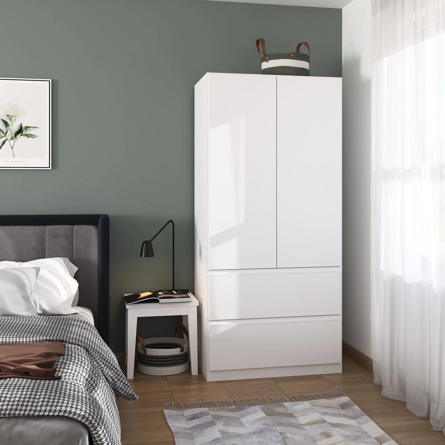 Rauch Cara White 2 Door Wardrobe with Drawers