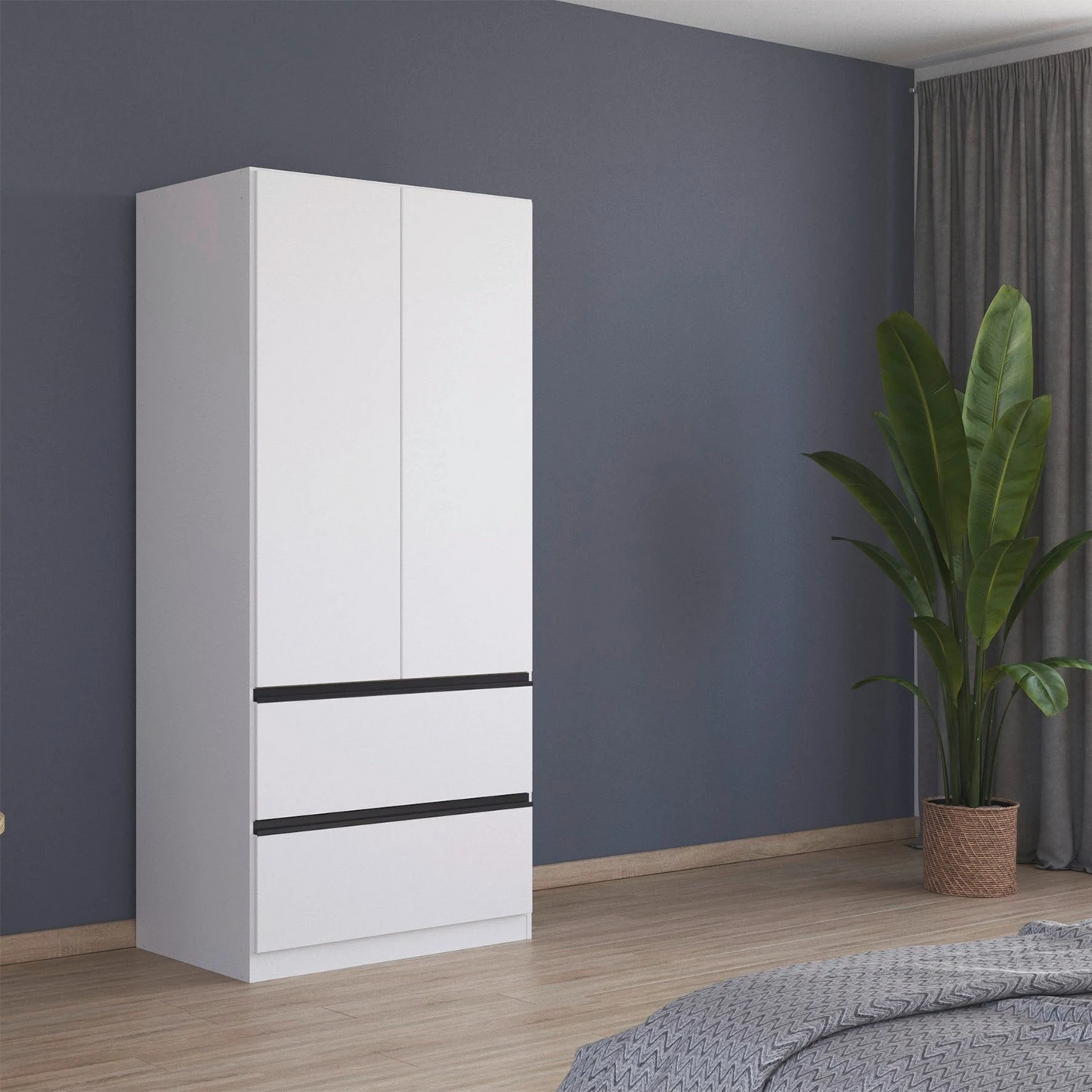 Rauch Cara White 2 Door Wardrobe with Drawers