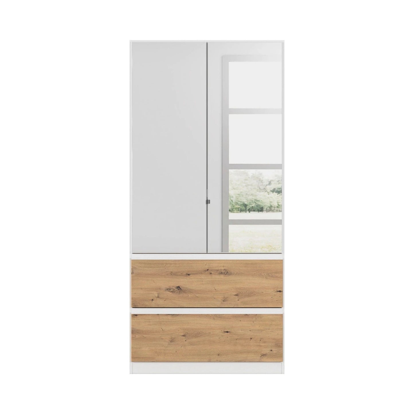 Rauch Cara White 2 Door Mirrored Wardrobe with Drawers