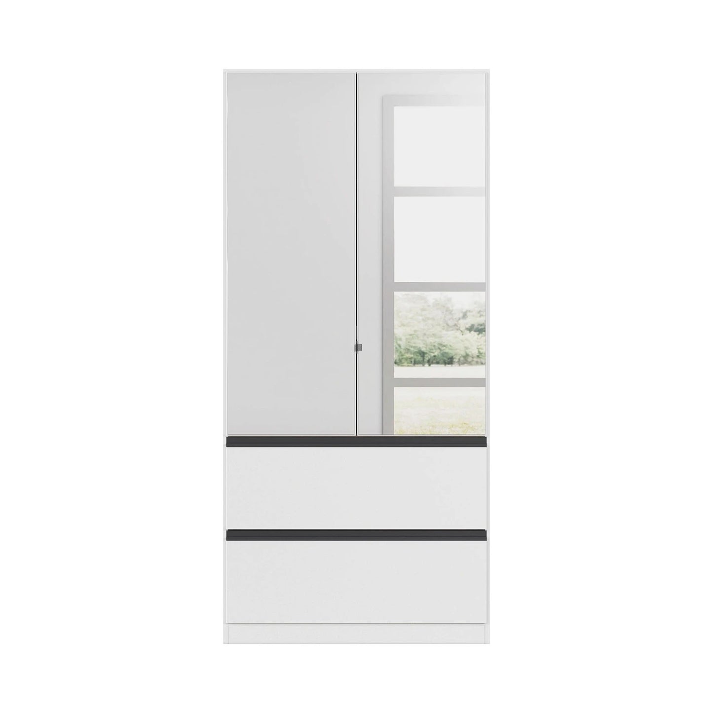 Rauch Cara White 2 Door Mirrored Wardrobe with Drawers