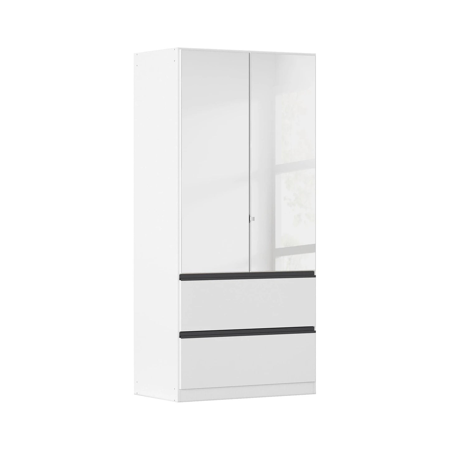 Rauch Cara White 2 Door Mirrored Wardrobe with Drawers