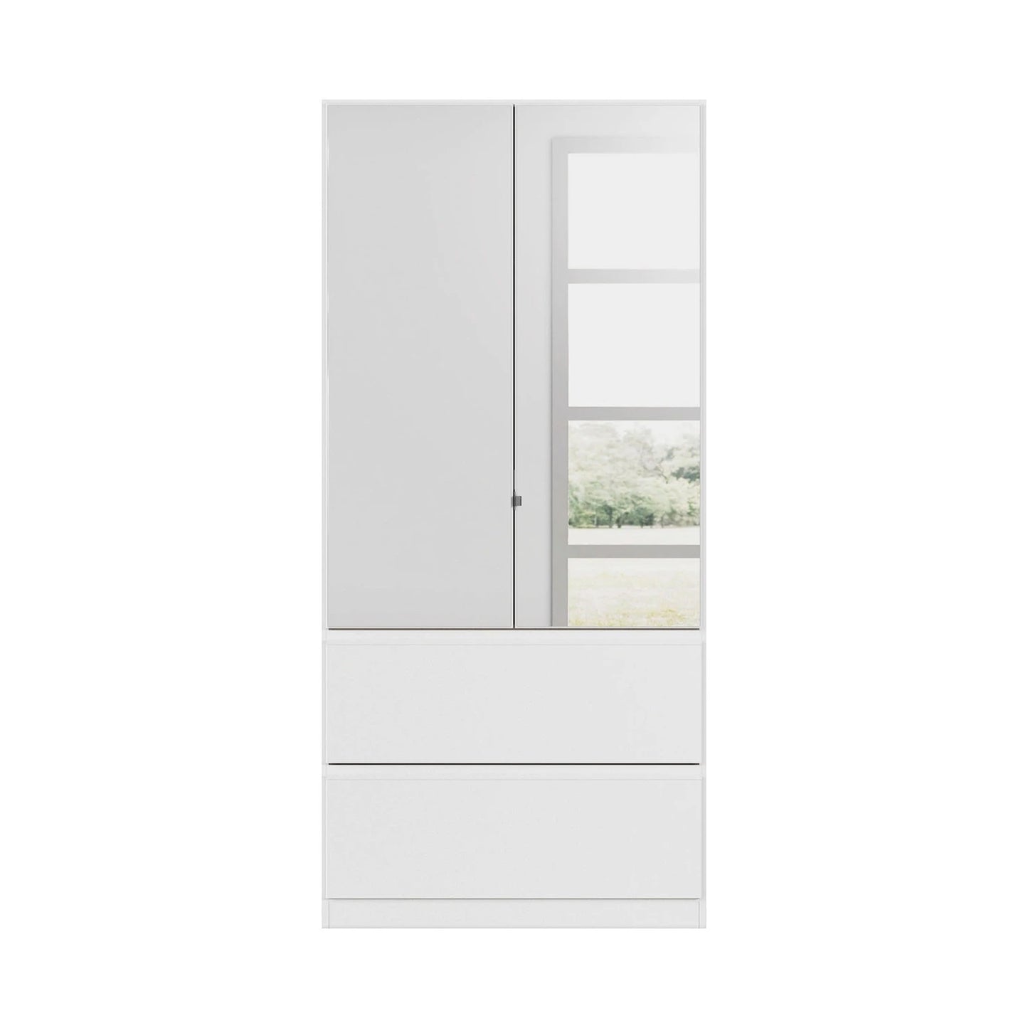 Rauch Cara White 2 Door Mirrored Wardrobe with Drawers