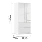 Rauch Cara White 2 Door Mirrored Wardrobe with Drawers
