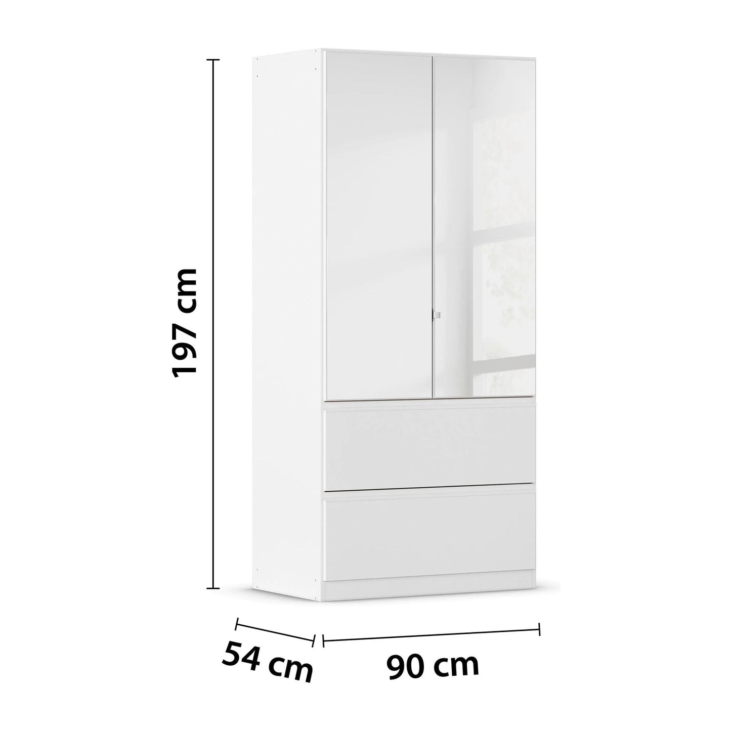 Rauch Cara White 2 Door Mirrored Wardrobe with Drawers