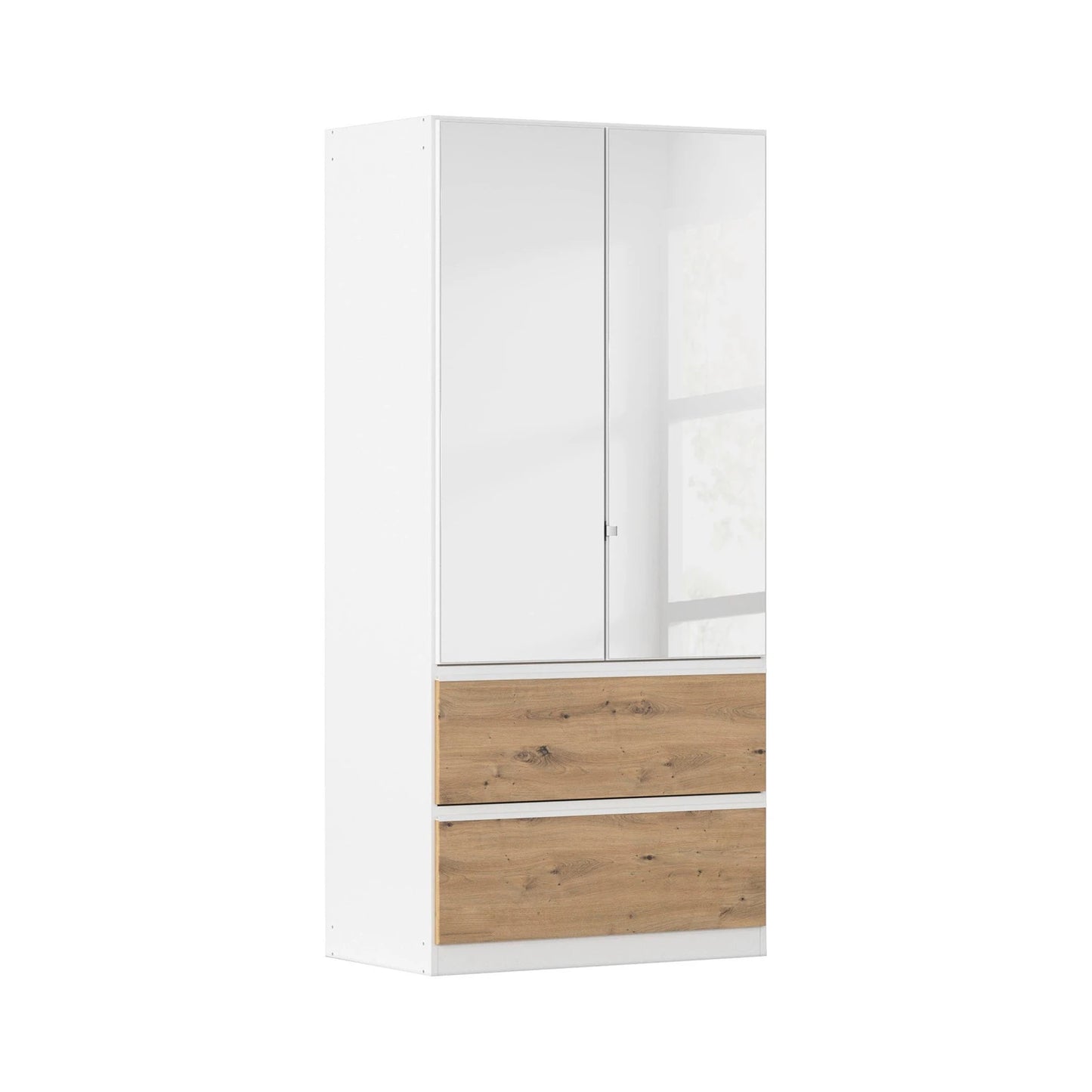 Rauch Cara White 2 Door Mirrored Wardrobe with Drawers