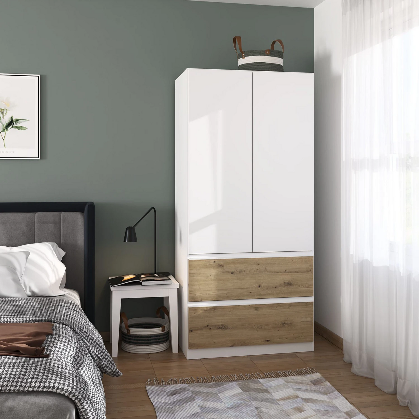 Rauch Cara White 2 Door Wardrobe with Drawers