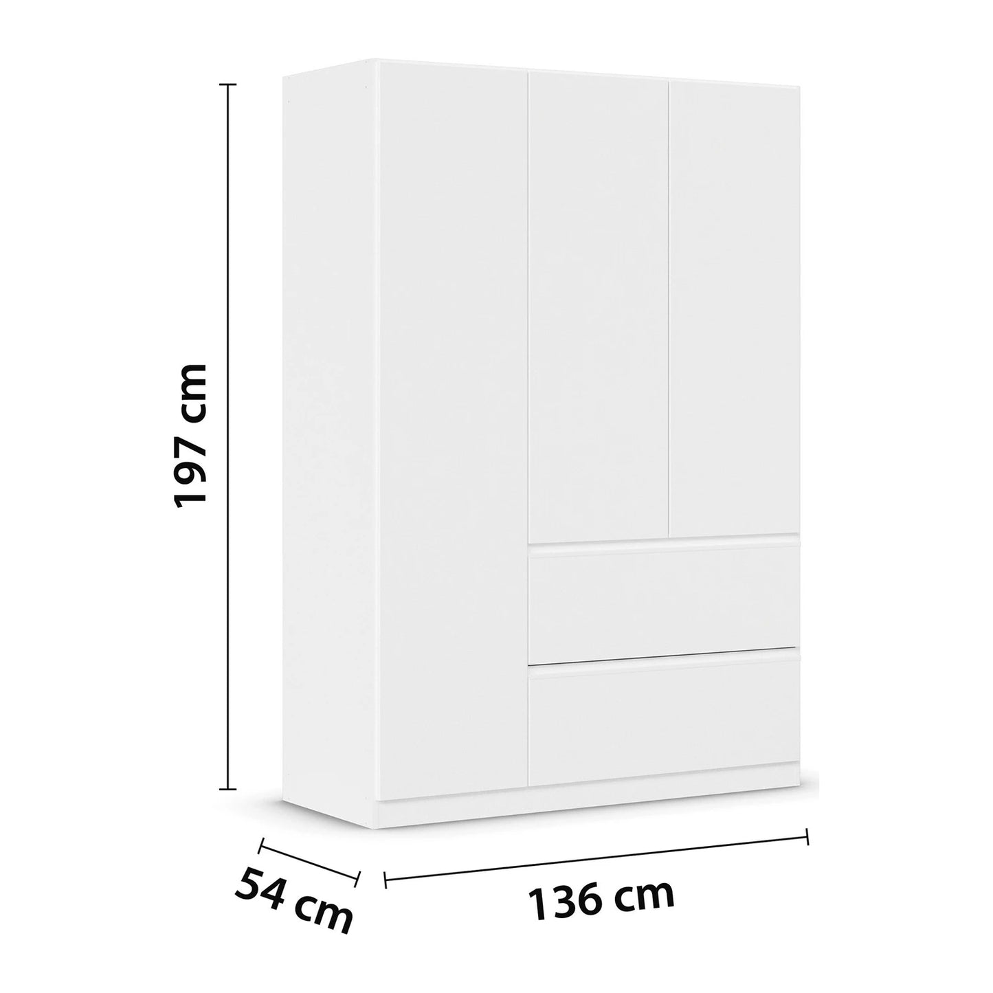 Rauch Cara White 3 Door Wardrobe with Drawers 136cm
