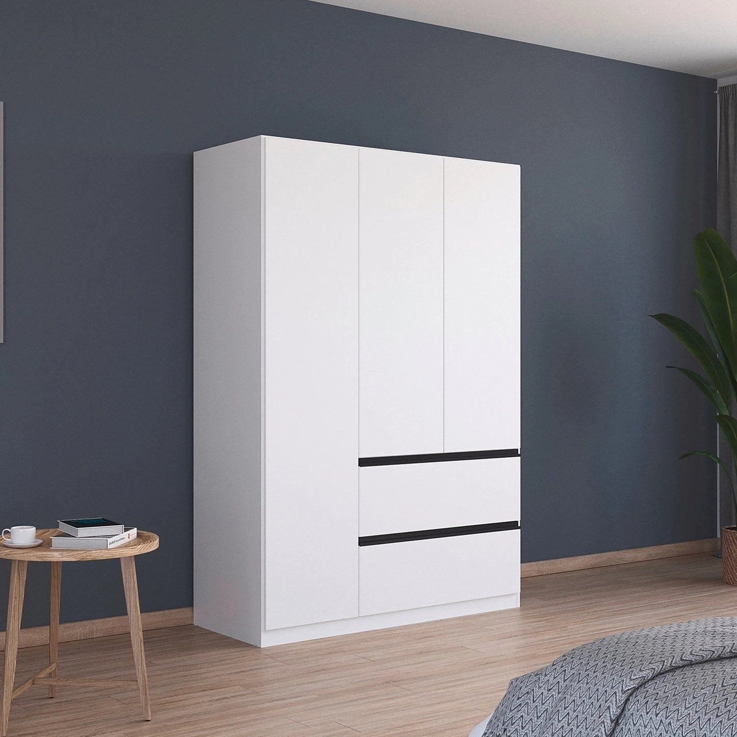 Rauch Cara White 3 Door Wardrobe with Drawers 136cm