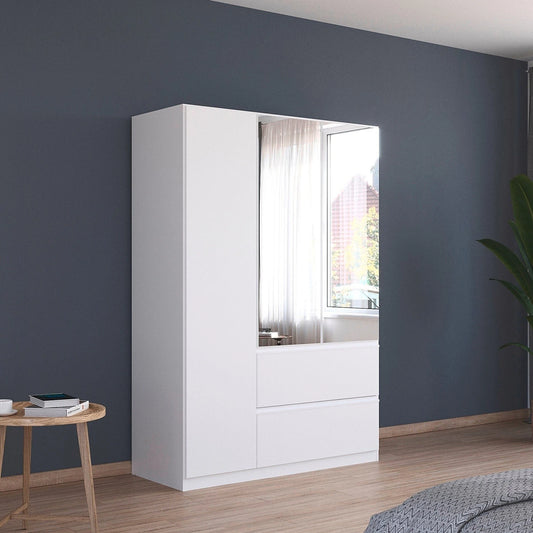 Rauch Cara White 3 Door Mirrored Wardrobe with Drawers 136cm