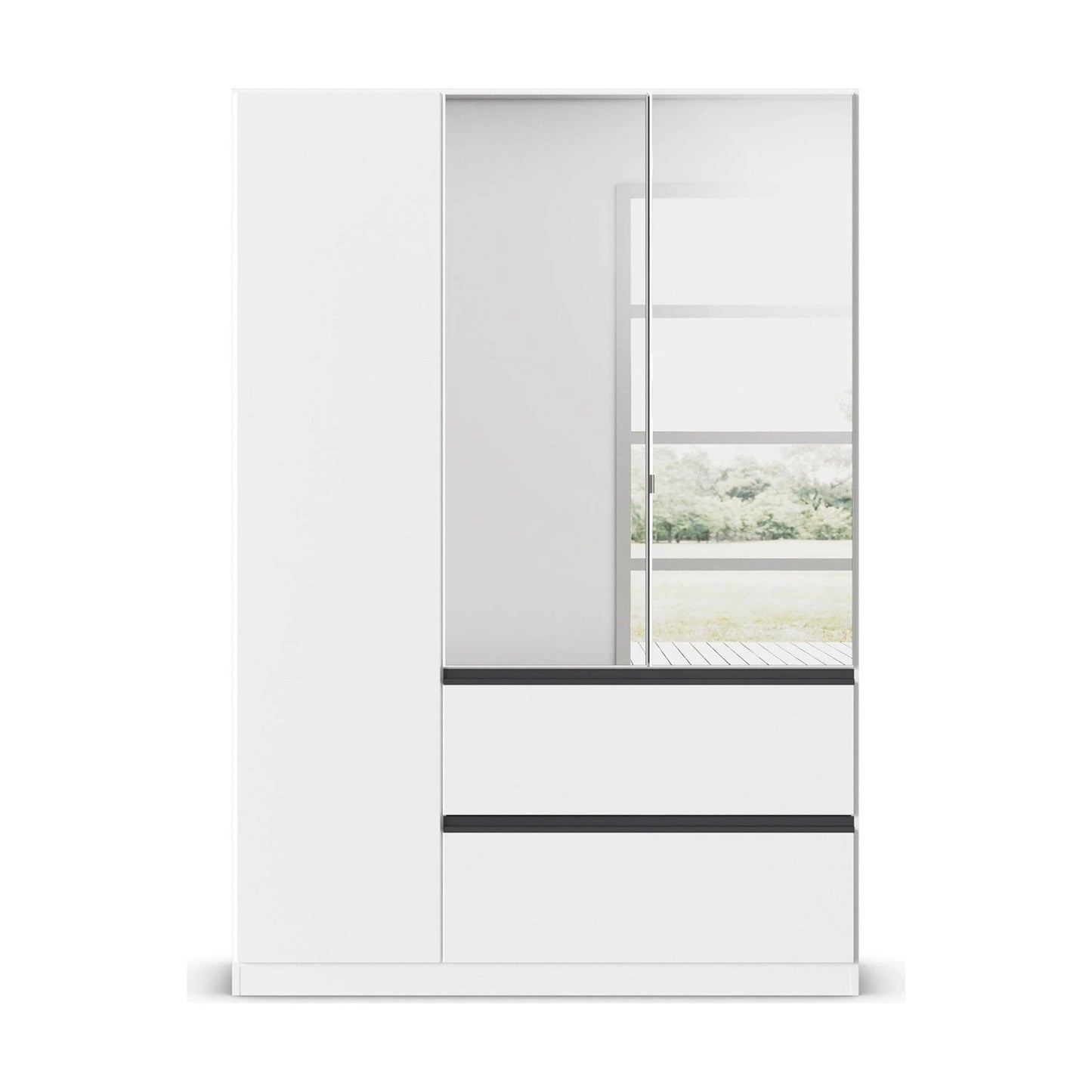 Rauch Cara White 3 Door Mirrored Wardrobe with Drawers 136cm