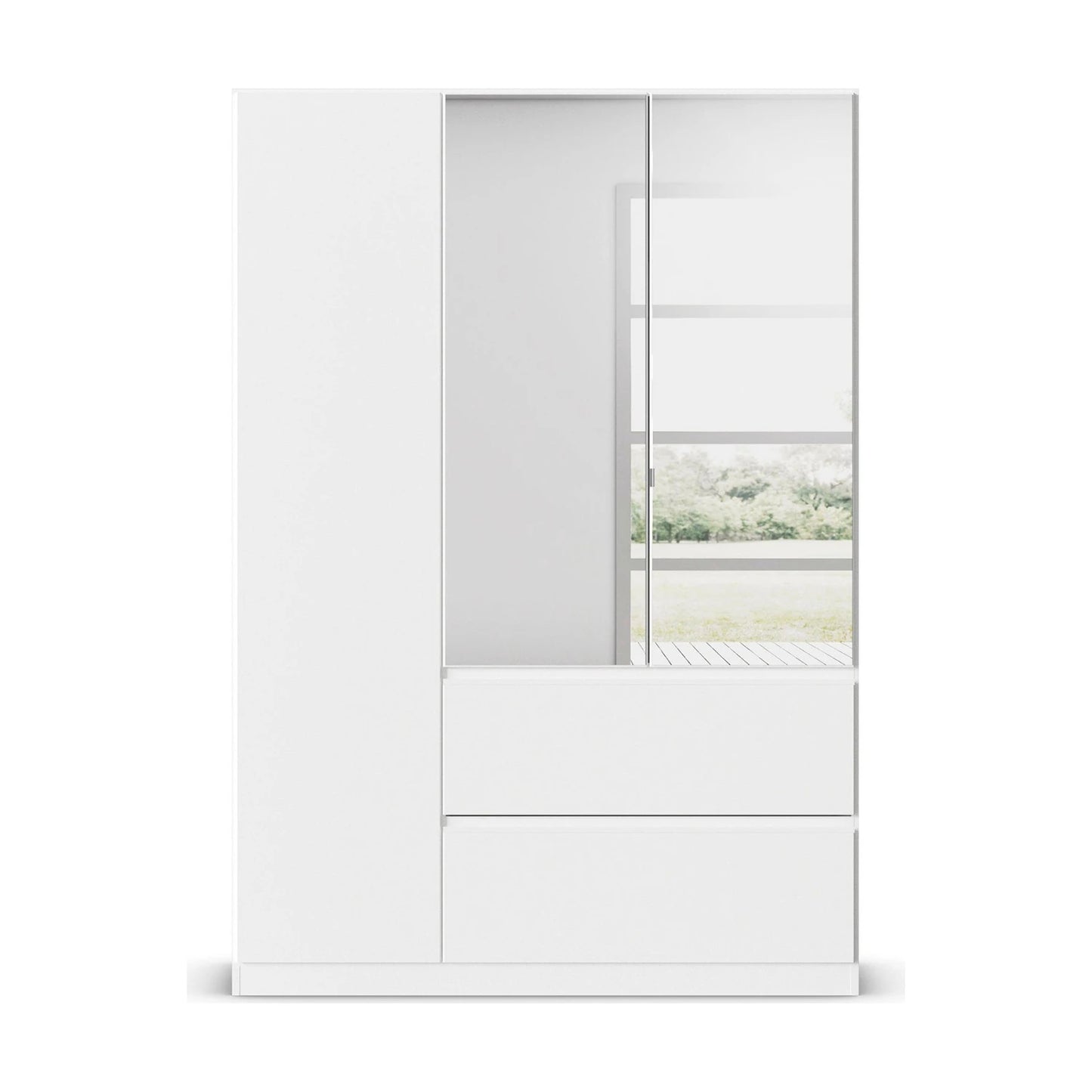 Rauch Cara White 3 Door Mirrored Wardrobe with Drawers 136cm