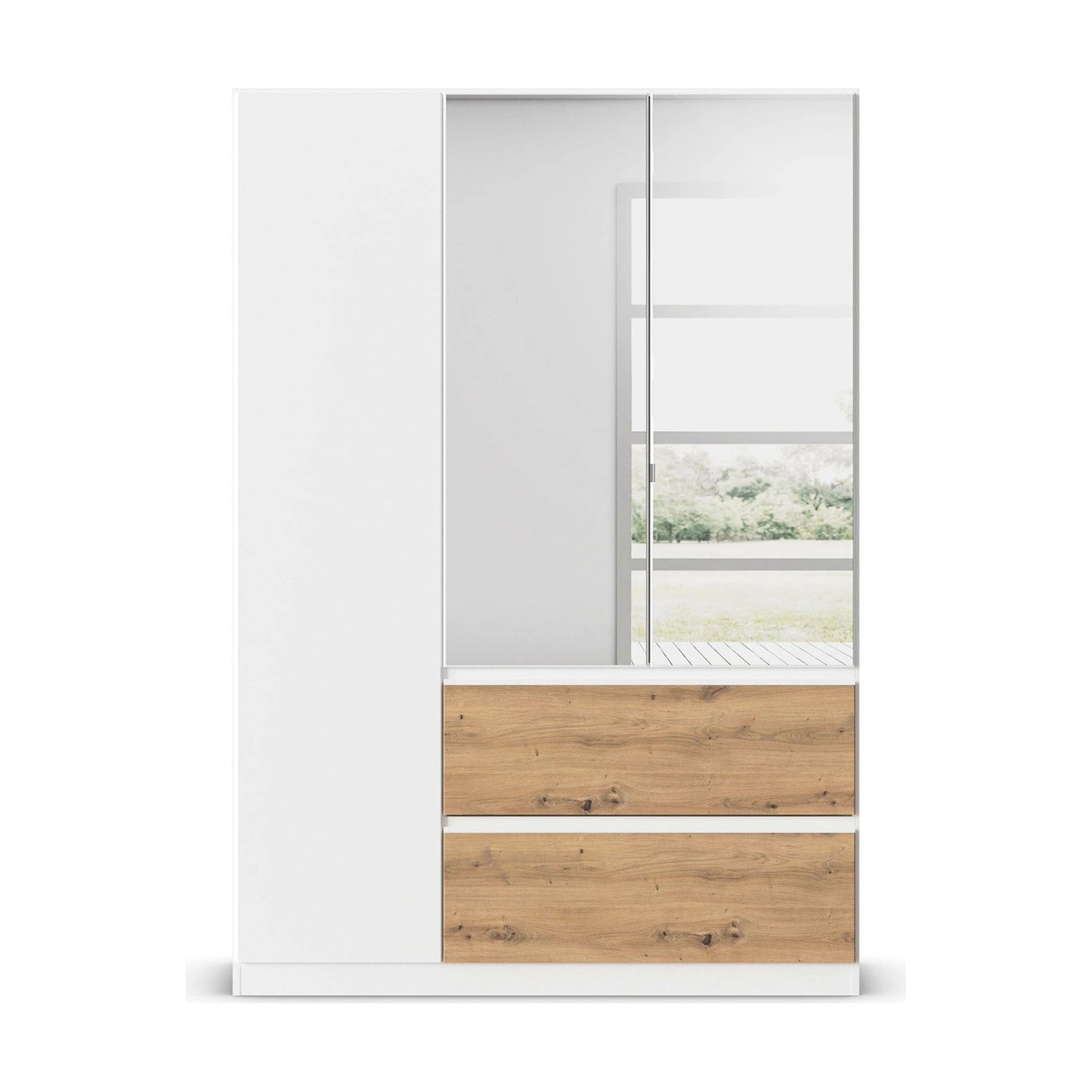 Rauch Cara White 3 Door Mirrored Wardrobe with Drawers 136cm
