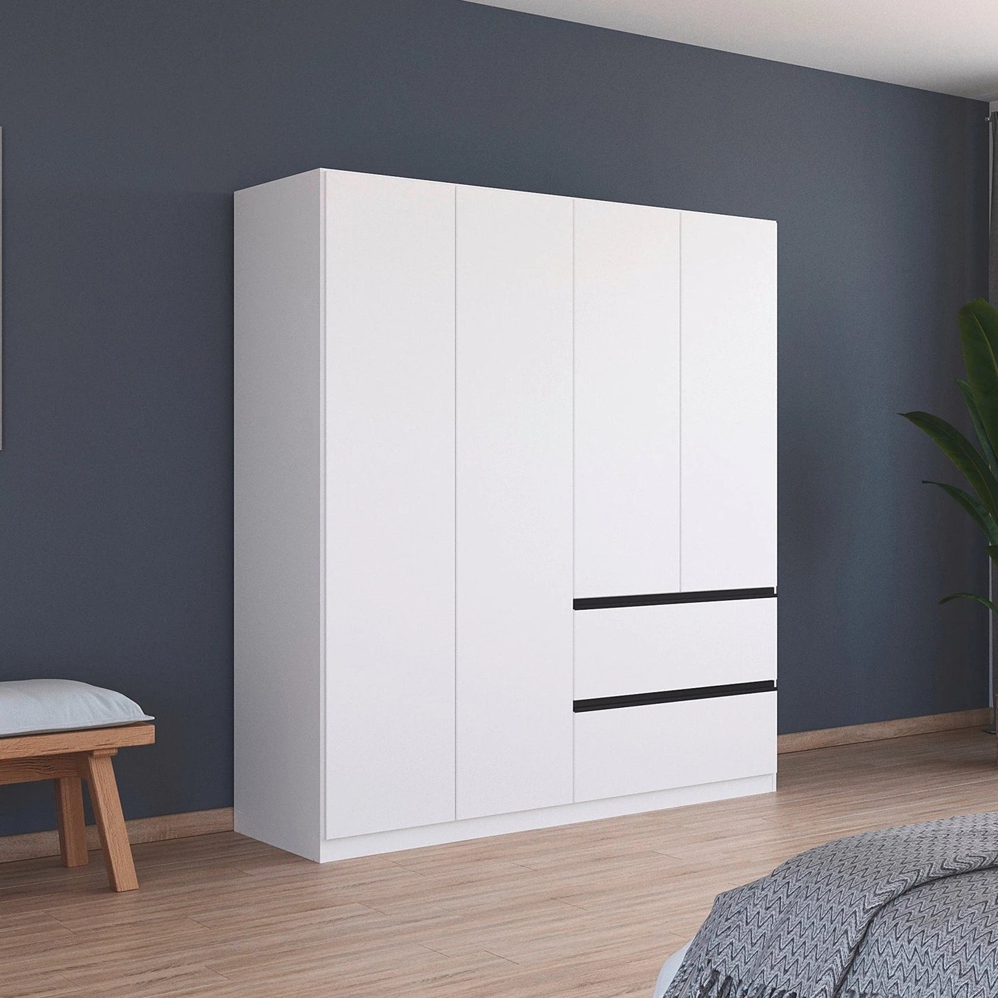 Rauch Cara White 4 Door Wardrobe with Drawers 181cm