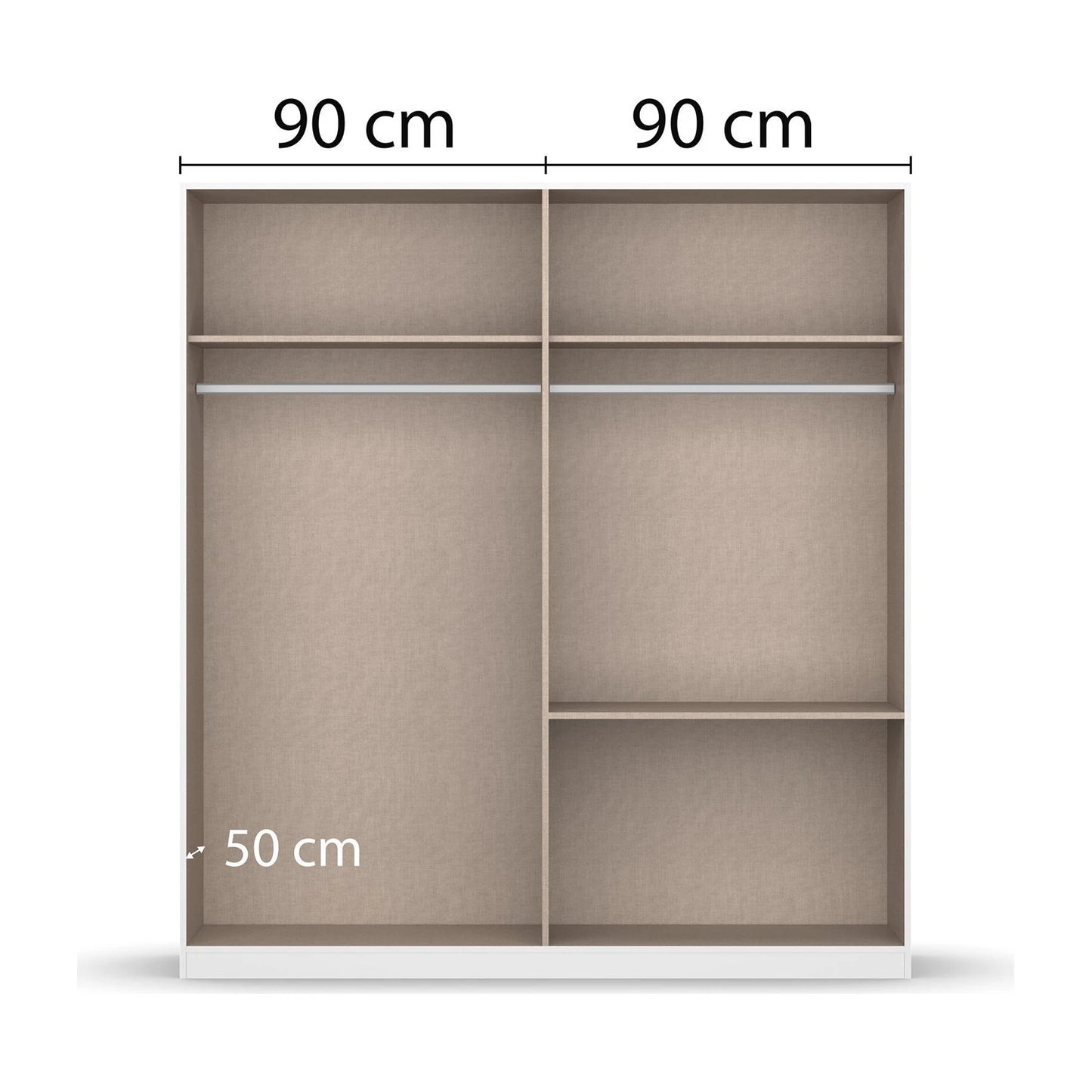 Rauch Cara Metallic Grey 4 Door Mirrored Wardrobe with Drawers 181cm