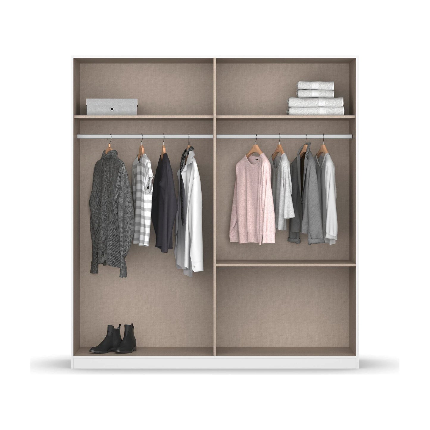 Rauch Cara Metallic Grey 4 Door Mirrored Wardrobe with Drawers 181cm
