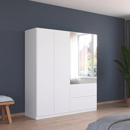 Rauch Cara White 4 Door Mirrored Wardrobe with Drawers 181cm