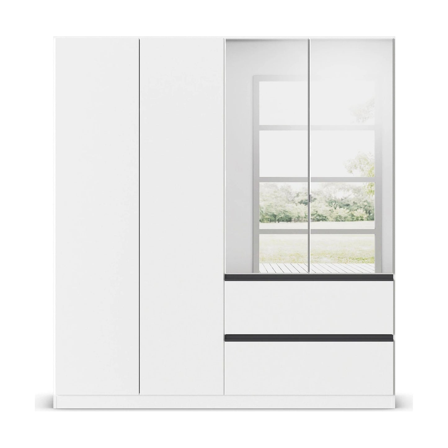 Rauch Cara White 4 Door Mirrored Wardrobe with Drawers 181cm