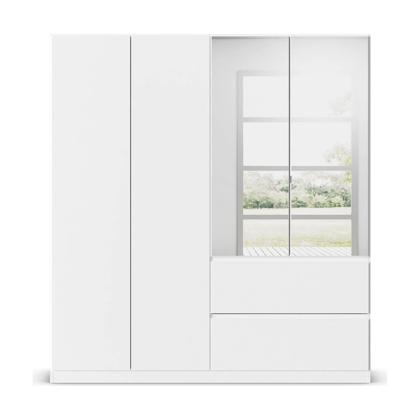 Rauch Cara White 4 Door Mirrored Wardrobe with Drawers 181cm