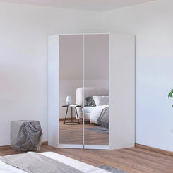 Rauch Cara White Corner Wardrobe Unit with Mirror Doors