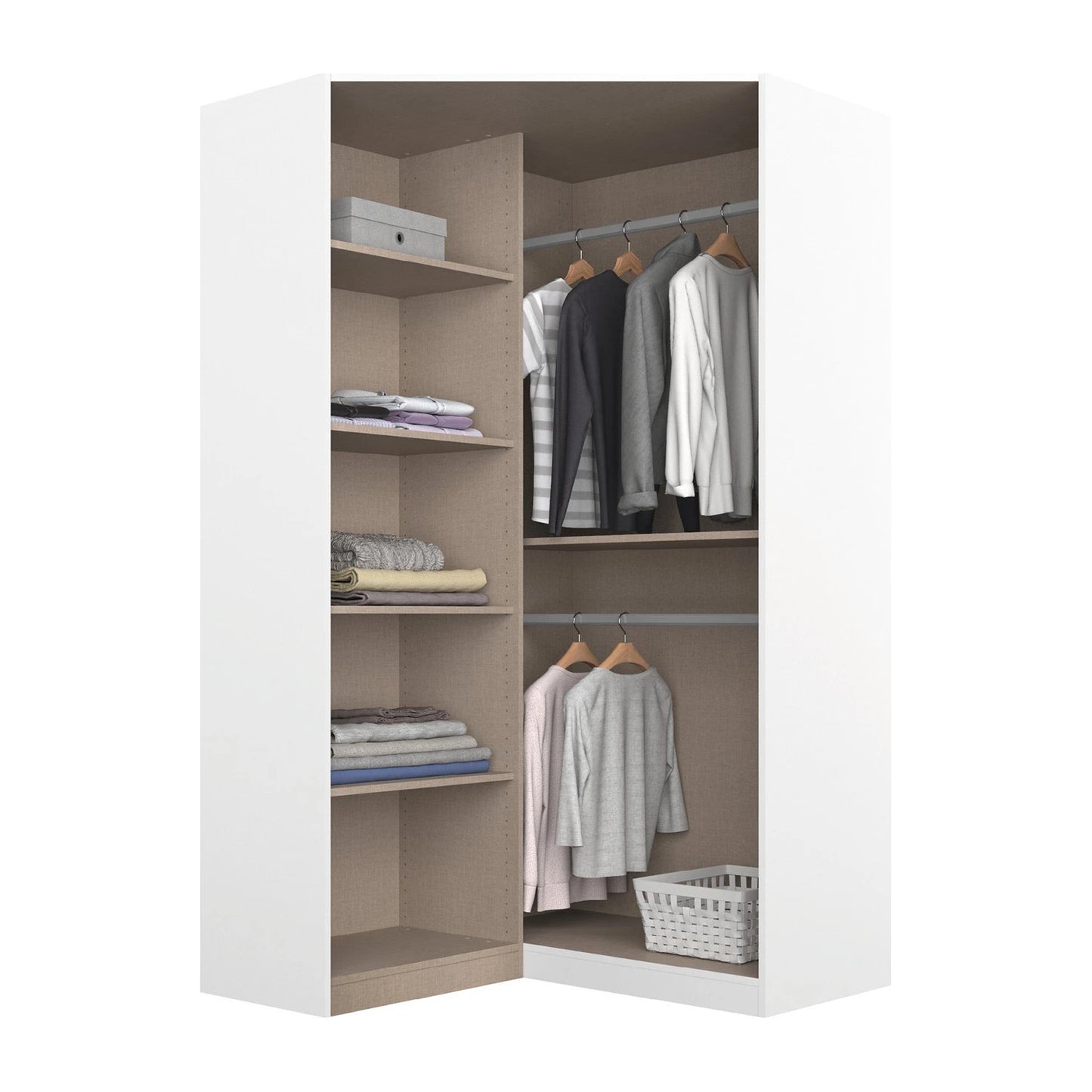 Rauch Cara White Corner Wardrobe Unit with Mirror Doors