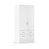 Rauch Cello 2 Doors & 4 Drawers White High Gloss Wardrobe - W94 CM