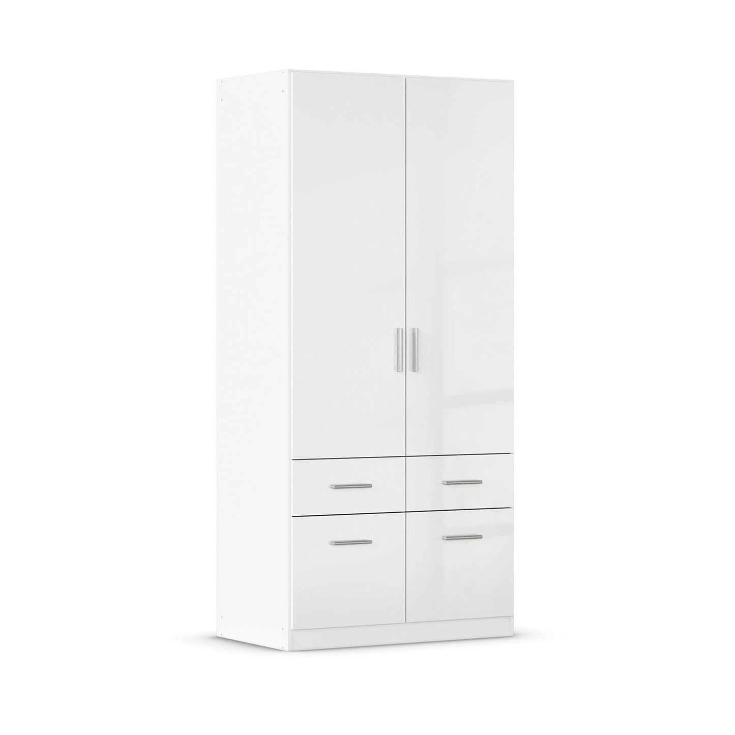 Rauch Cello 2 Doors & 4 Drawers White High Gloss Wardrobe - W94 CM