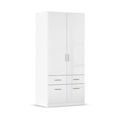Rauch Cello 2 Doors & 4 Drawers White High Gloss Wardrobe - W94 CM