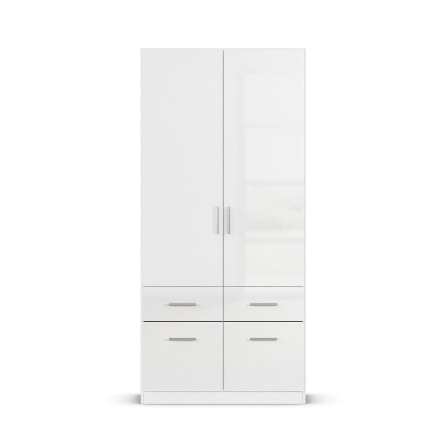 Rauch Cello 2 Doors & 4 Drawers White High Gloss Wardrobe - W94 CM - Front View