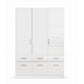 Rauch Cello 3 Doors & 6 Drawers White High Gloss Wardrobe - W140 CM - Front View