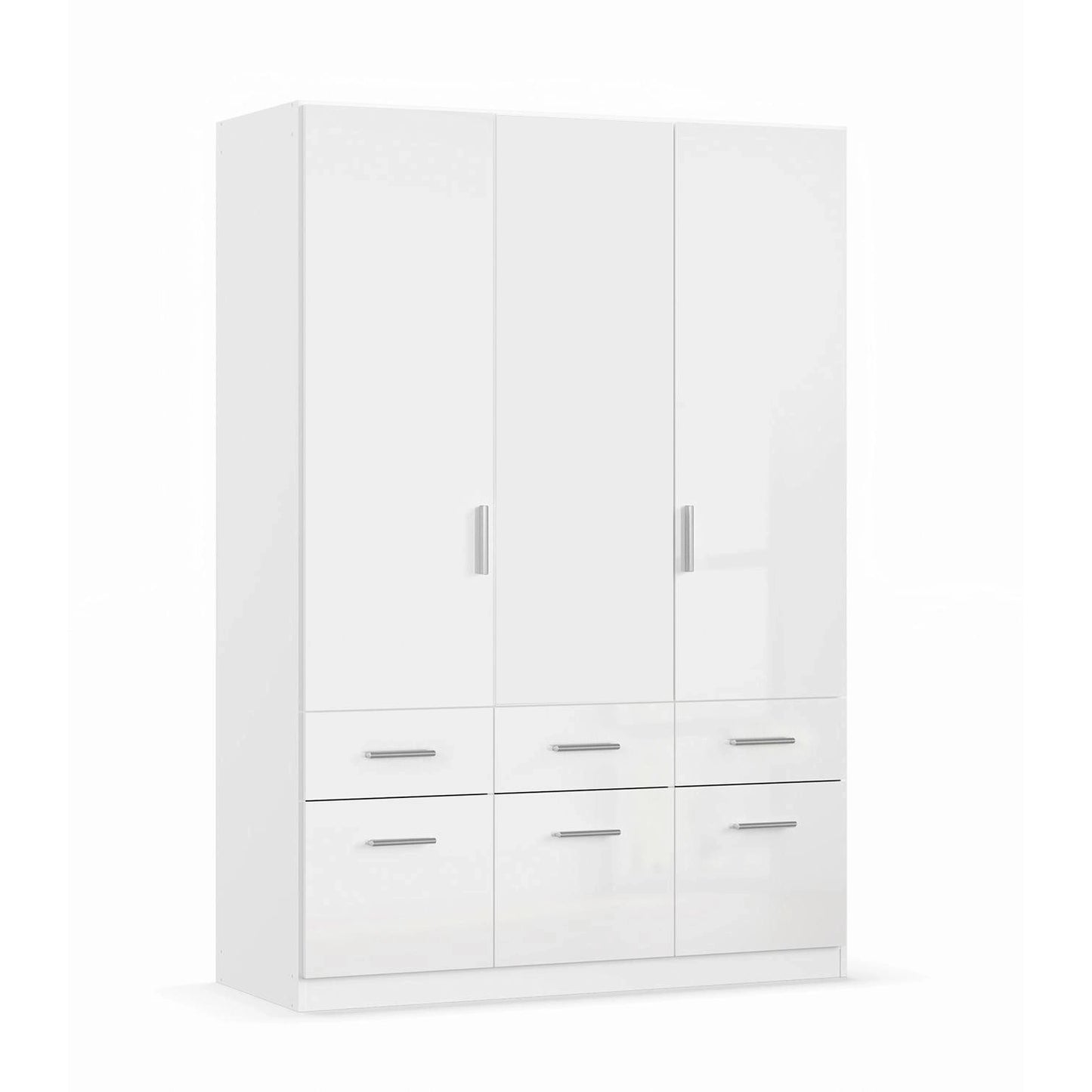 Rauch Cello 3 Doors & 6 Drawers White High Gloss Wardrobe - W140 CM