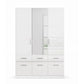 Rauch Cello 3 Doors & 6 Drawers White High Gloss Wardrobe - W140 CM with Mirror - Front View